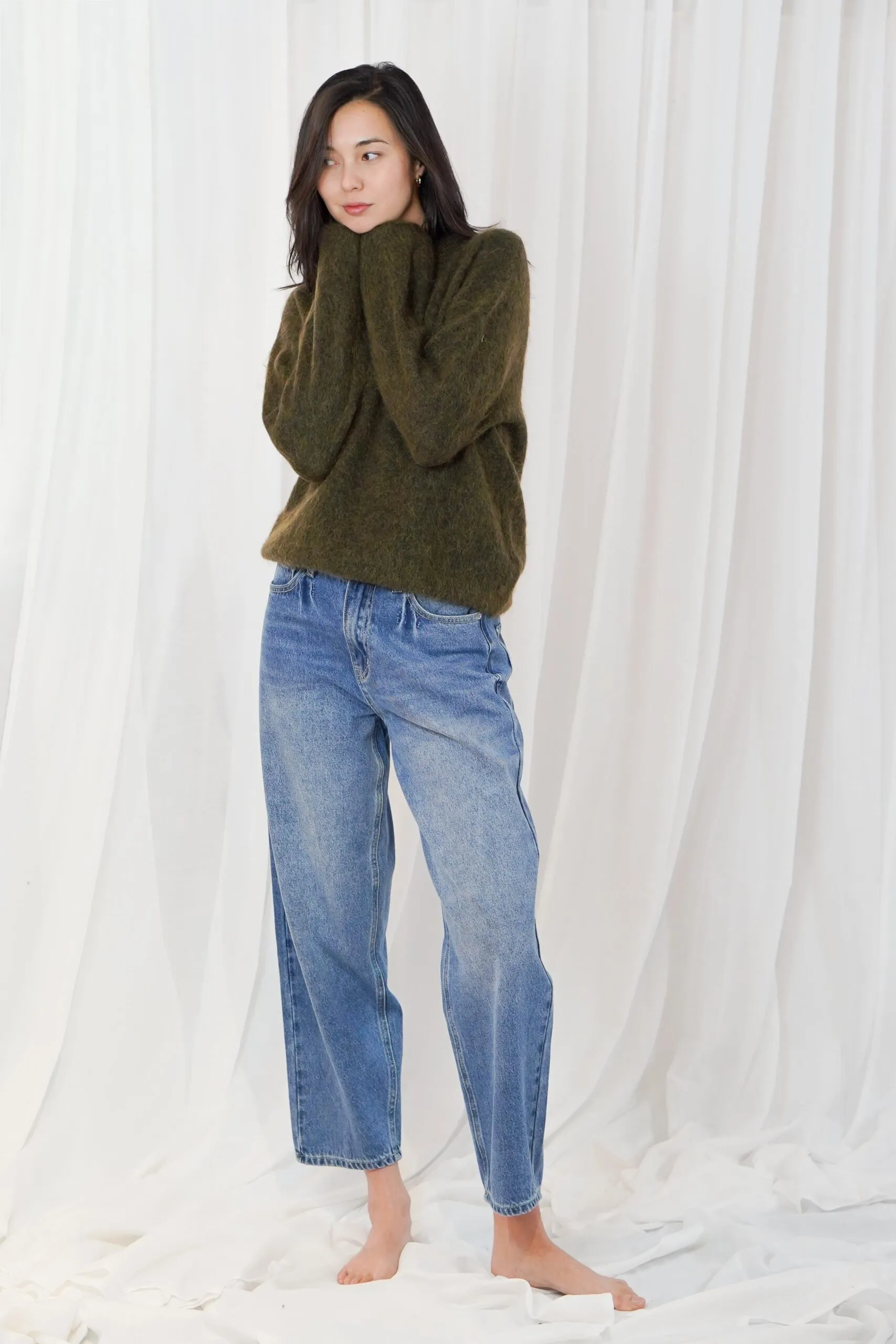 high- neck pullover, long sleeves - Donkergroen - Afbeelding 2