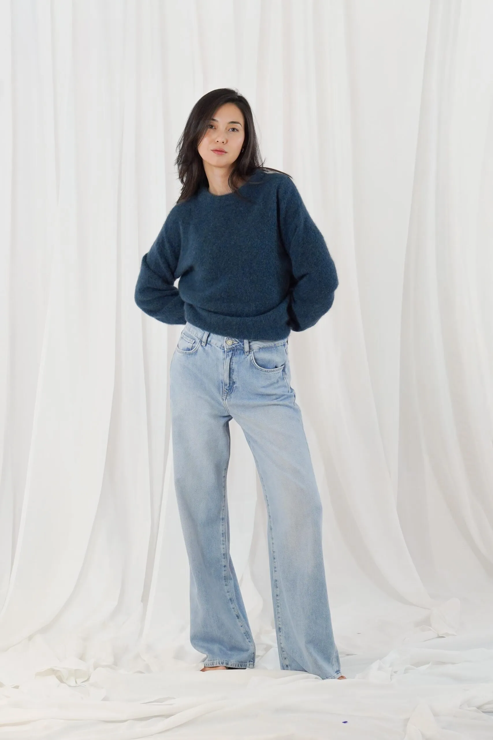 high- neck pullover, long sleeves - petrol - Afbeelding 2