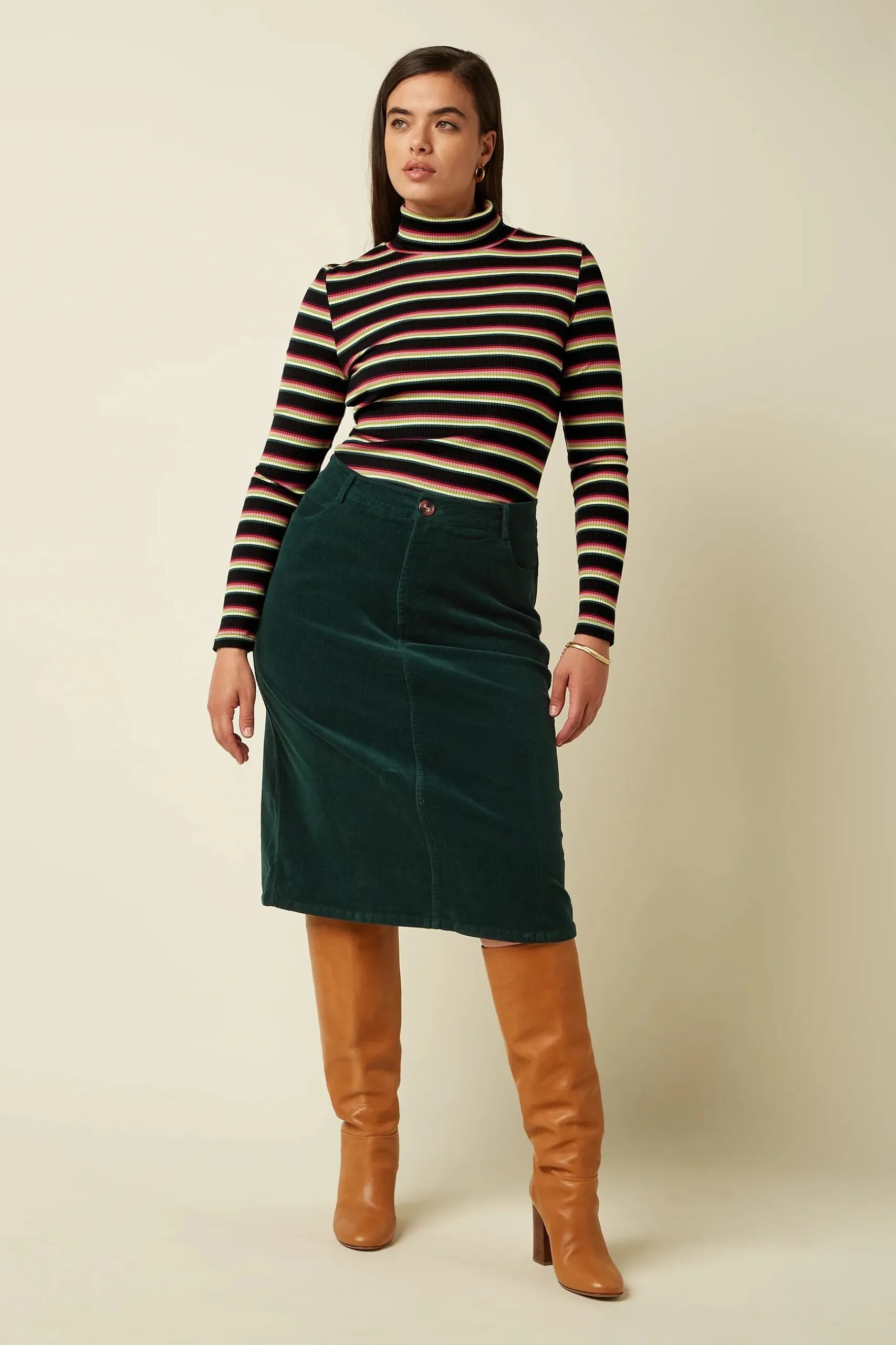 Prisca Skirt Corduroy - pine green - Afbeelding 2