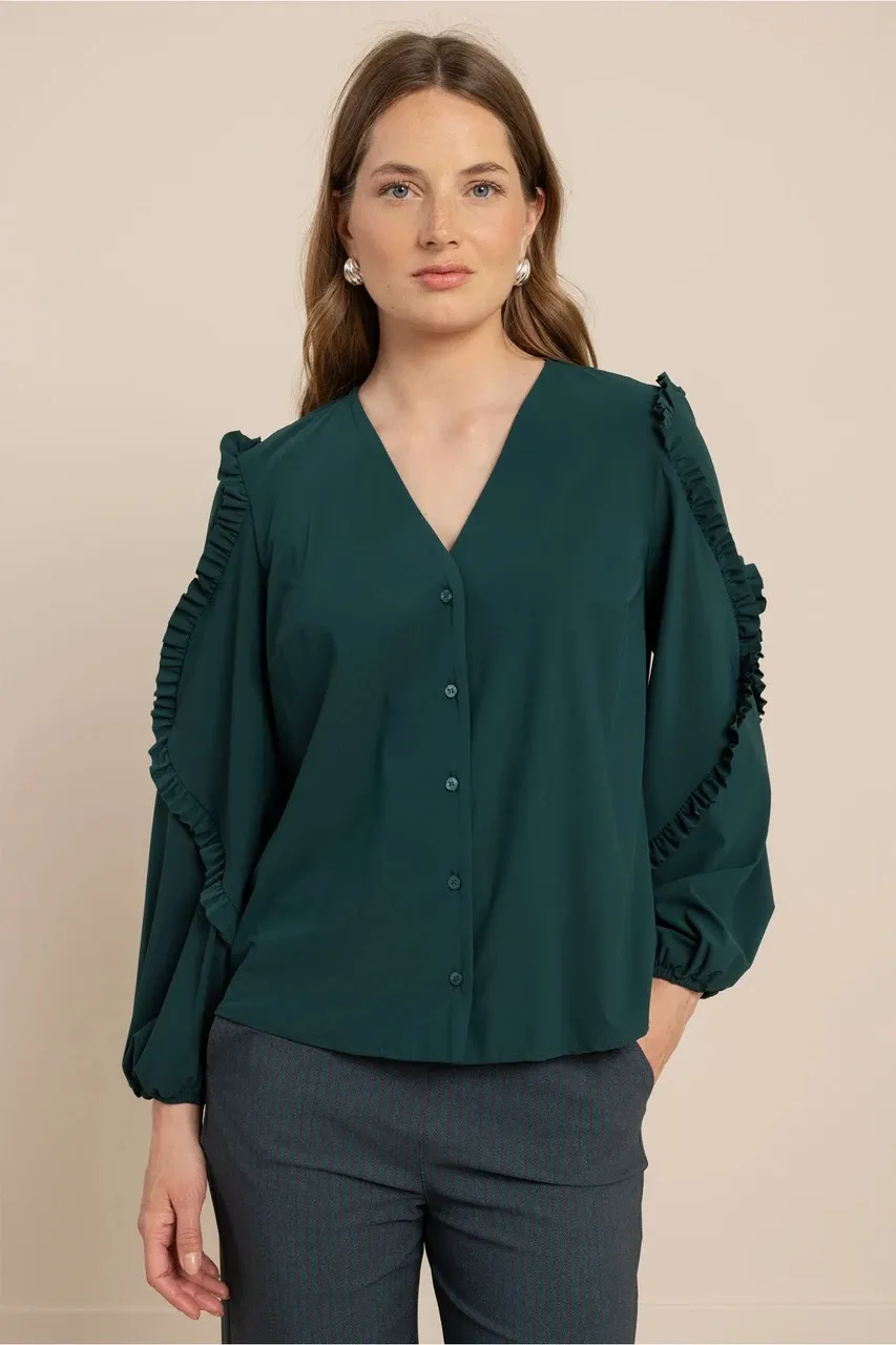Ingrid ruffle blouse - Dark Teal