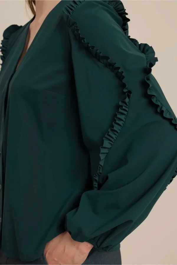 Ingrid ruffle blouse - Dark Teal