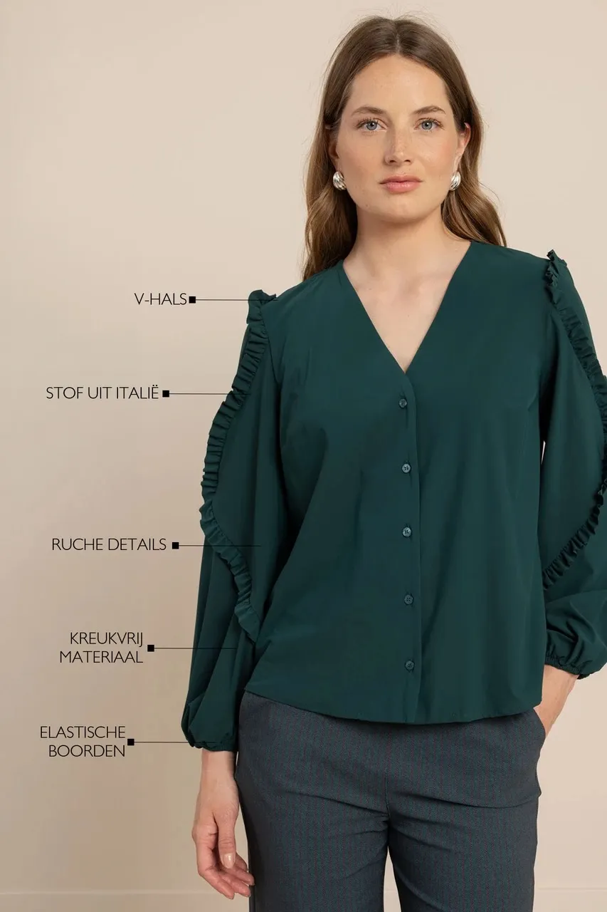 Ingrid ruffle blouse - Dark Teal - Afbeelding 3