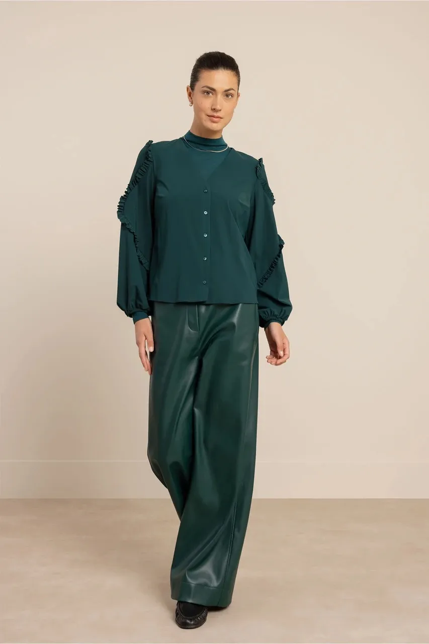 Ingrid ruffle blouse - Dark Teal - Afbeelding 4
