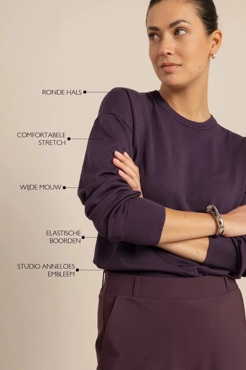 Ruth round neck pullover - Aubergine - Afbeelding 2
