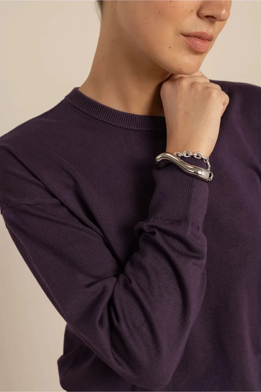Ruth round neck pullover - Aubergine - Afbeelding 3