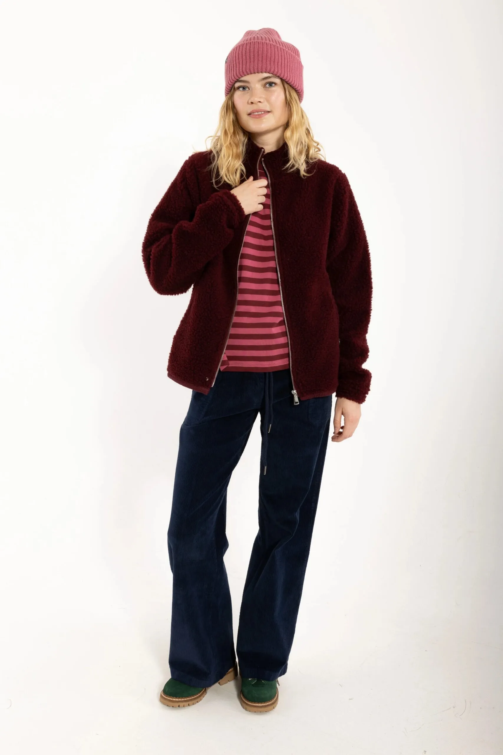 Danedada Fuzzy Wool Fleece Zip-Up - Dark wine - Afbeelding 2