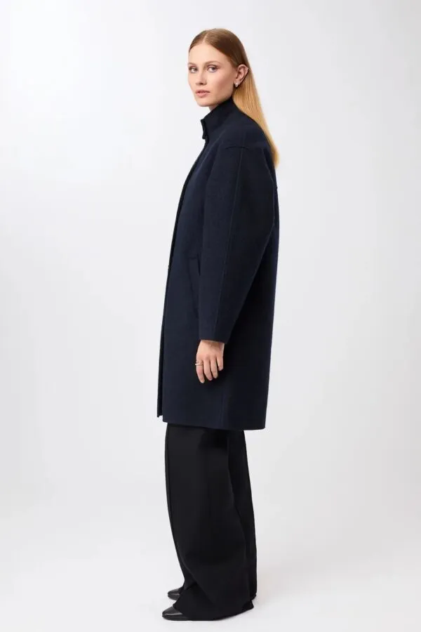 Kurzer Mantel aus Walk mit Membran - Navy