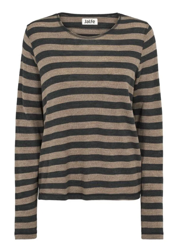 Sif shirt stripes - Anthracite/Light brown