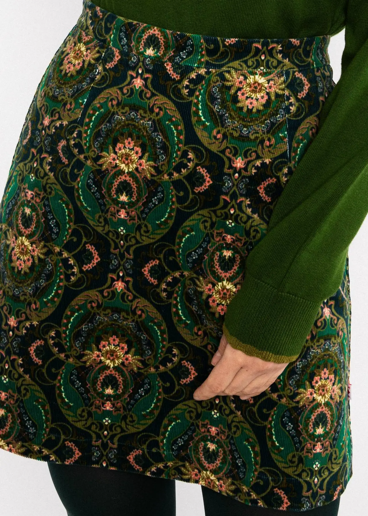 Corduroy Skirt Dreamy Eyes - Donkergroen - Afbeelding 3