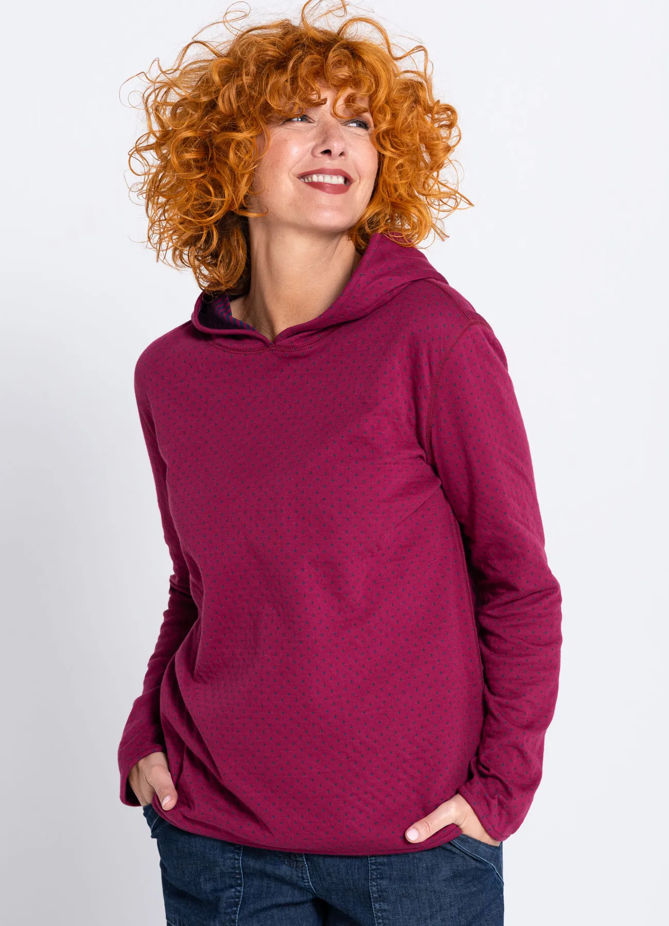 Revirsible Shirt capuchon Nella - Aubergine - Afbeelding 2