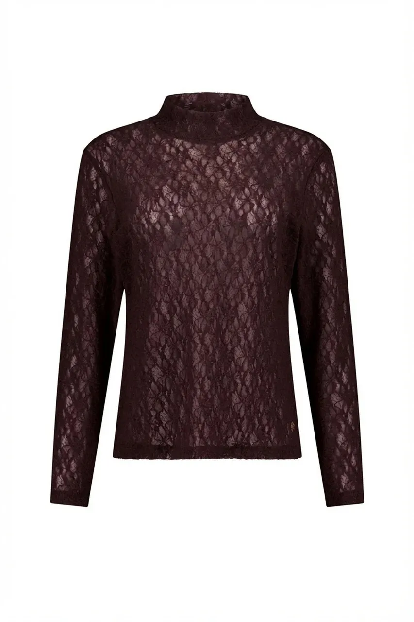 Reagan lace col top - Espresso - Afbeelding 3