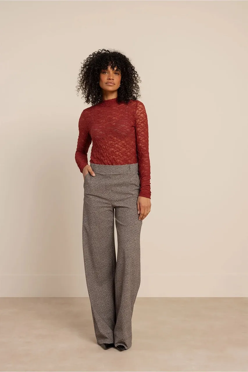 Lexie tweed look trousers - Black/Kit