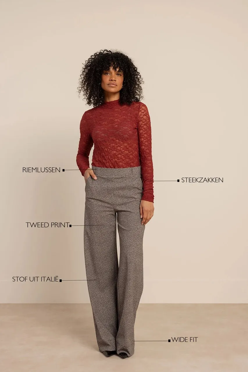 Lexie tweed look trousers - Black/Kit - Afbeelding 4