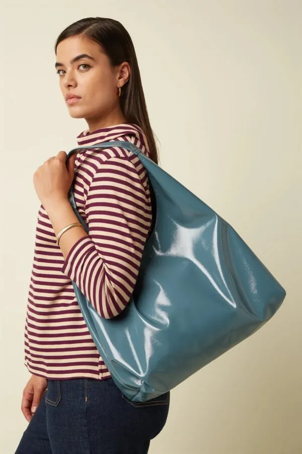 Glace Tote Patent Bag - Icy Blue